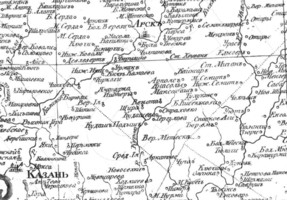 Села Уют и Большие Метески на карте Казанского наместничества (894х622, 131Kb)